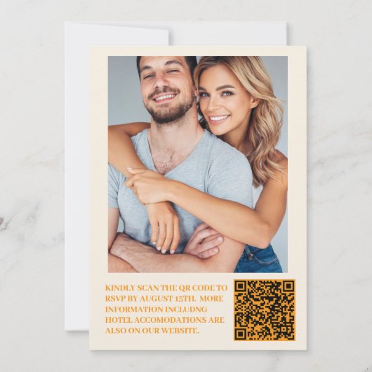 Invitation Photo QR Code Fleur sauvage Wreath Mariage de verd (Dos)