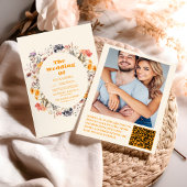 Invitation Photo QR Code Fleur sauvage Wreath Mariage de verd