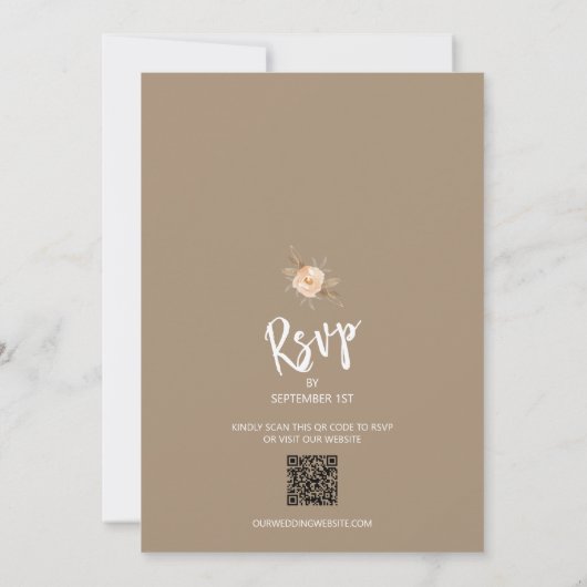 Invitation Photo QR Code Floral Mariage (Dos)
