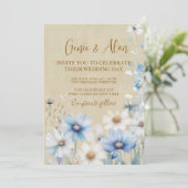 Invitation Photo QR Code Mariage Fleur sauvage moderne (Debout devant)