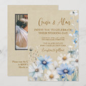 Invitation Photo QR Code Mariage Fleur sauvage moderne (Devant / Derrière)