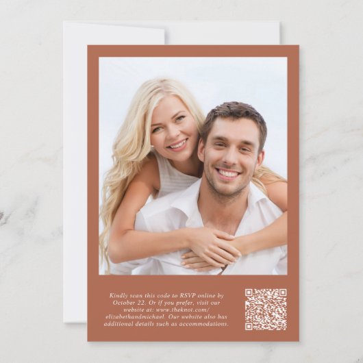 Invitation Photo QR Code Terracotta Arrière - plan Vellum Ove (Dos)