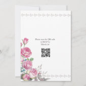 Invitation Photo QR Code Watercolor Rose Mariage (Dos)