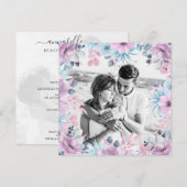 Invitation *~* PHOTO QR RSVP Mariage de cadre floral AR12 (Devant / Derrière)
