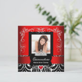 Invitation Photo Quinceanera 15e anniversaire Red Zebra (Debout devant)