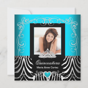 Invitation Photo Quinceanera 15e anniversaire Turquoise Blue 