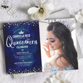 Invitation Photo Quinceañera Marine Argent Parties scintillan