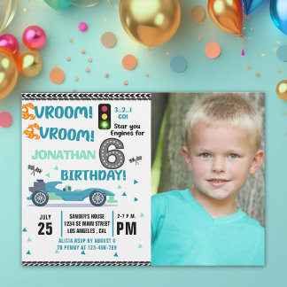Invitation Photo Race Car • 6th Birthday Racing Party
