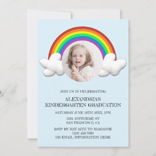 Invitation Photo Rainbow Kids Graduation (Devant)