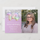 Invitation Photo Rainbow Sparkle 14e anniversaire (Devant)
