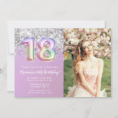 Invitation Photo Rainbow Sparkle 18e anniversaire (Devant)