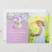 Invitation Photo Rainbow Sparkle 3e anniversaire (Devant)