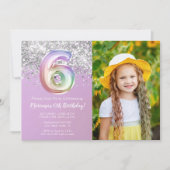 Invitation Photo Rainbow Sparkle 6e anniversaire (Devant)