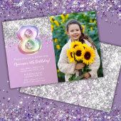 Invitation Photo Rainbow Sparkle 8e anniversaire