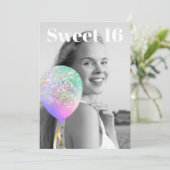 Invitation *~* PHOTO - Rainbow Sweet 16 Balloon AP29 Annivers (Debout devant)