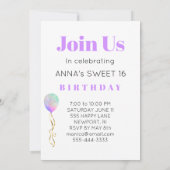 Invitation *~* PHOTO - Rainbow Sweet 16 Balloon AP29 Annivers (Dos)