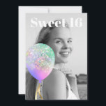 Invitation *~* PHOTO - Rainbow Sweet 16 Balloon AP29 Annivers<br><div class="desc">(rechercher AP29 pour des designs similaires sur différents produits)(Cette conception peut être facilement adaptée à N'IMPORTE QUEL ÂGE ou ÉVÉNEMENT )) Rejoignez si vous avez besoin d'aide. *~* Energy Enhanced SWEET 16 Anniversaire Invitation. Modifier / Modifier le texte et la PHOTO de la douce fille d'anniversaire 16. Abstrait Artsy Girly...</div>