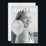 Invitation * Photo Rainbow Sweet 16 Balloon AP29 Anniversaire<br><div class="desc">(rechercher AP29 pour des designs similaires sur différents produits) (Cette conception peut être facilement adaptée à N'IMPORTE QUEL ÂGE ou ÉVÉNEMENT )) Rejoignez si vous avez besoin d'aide. *~* Energy Enhanced SWEET 16 Anniversaire Invitation. Modifier / Modifier le texte et la photo de la douce fille d'anniversaire 16. Abstrait Artsy...</div>
