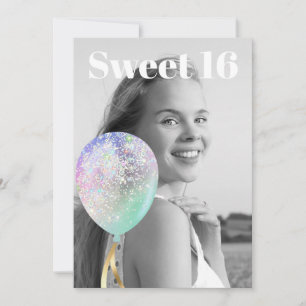 Invitation * Photo Rainbow Sweet 16 Balloon AP29 Anniversaire