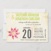 Invitation Photo Raspberry Main Drawn Daisy Wedding Invitatio (Devant)