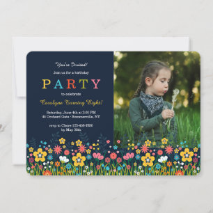 Invitation photo rectangulaire Champ de Fleurs
