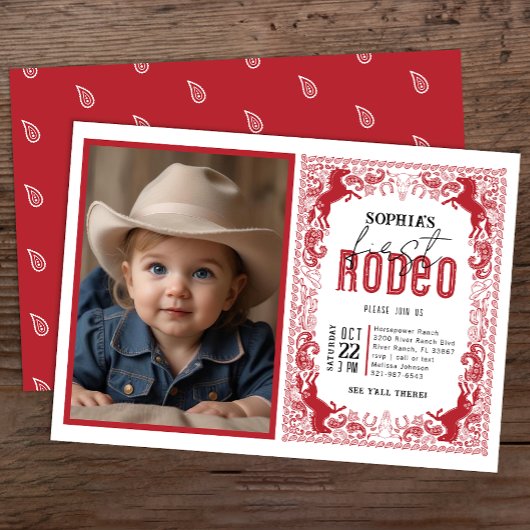 Invitation photo Red Bandana First Rodeo - Cowboy