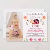 Invitation Photo Red Black Little Ladybug 1er anniversaire (Devant)