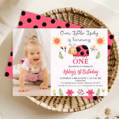 Invitation Photo Red Black Little Ladybug 1er anniversaire