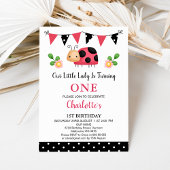 Invitation Photo Red Black Notre Petite Ladybug 1er anniversa