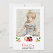 Invitation Photo Red Black Notre Petite Ladybug 1er anniversa (Dos)