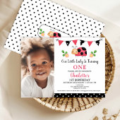Invitation Photo Red Black Pois Ladybug 1er anniversaire