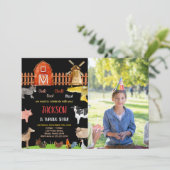 Invitation Photo Red Black Red Farm Animaux Anniversaire (Debout devant)