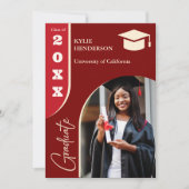 Invitation Photo Red Modern Graduation (Devant)