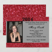 Invitation Photo Red Parties scintillant Graduation Invitatio (Devant / Derrière)