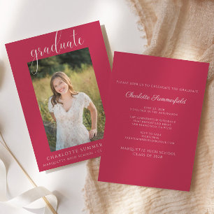 Invitation Photo Red & White Graduation Party