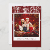 Invitation Photo Red White String Lights Christmas Card (Dos)