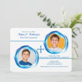 Invitation photo religieuse Twin Boys (Debout devant)