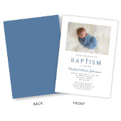 Invitation Photo Religieux Croix Bleue Boy Baptême