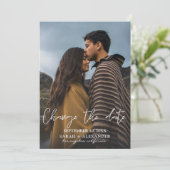 Invitation Photo - Report vertical de la date avec ombre 2 (Debout devant)