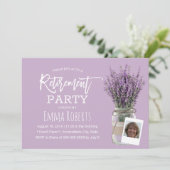 Invitation Photo Retraite Classique Lavande Florale Jar Purpl (Debout devant)
