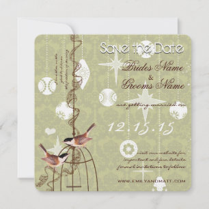 Invitation Photo rétro de vacances de mariage de cage à oisea