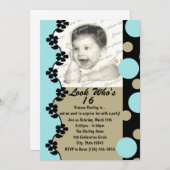 Invitation Photo Retro Dot Anniversaire (Devant / Derrière)