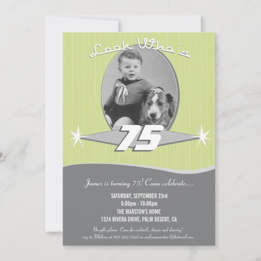 Invitation photo Retro Milestone Anniversaire (Devant)