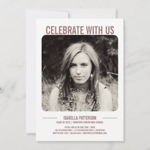 Invitation Photo Retro Modern Bold Graduation Party Rose