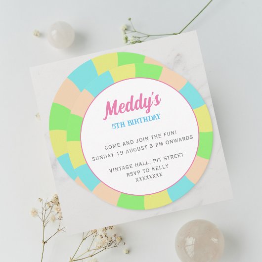 Invitation Photo retro pastel Whimsical enfant sur mesure