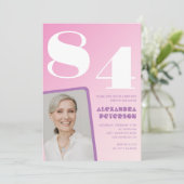 Invitation Photo Rétro Rose 84e anniversaire (Debout devant)
