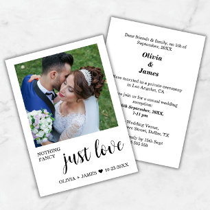 Invitation Photo Rien De Fantaisiste Juste L'amour Réception