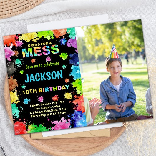 Invitation Photo Robe NoirePourPeinture de mess Anniversaire