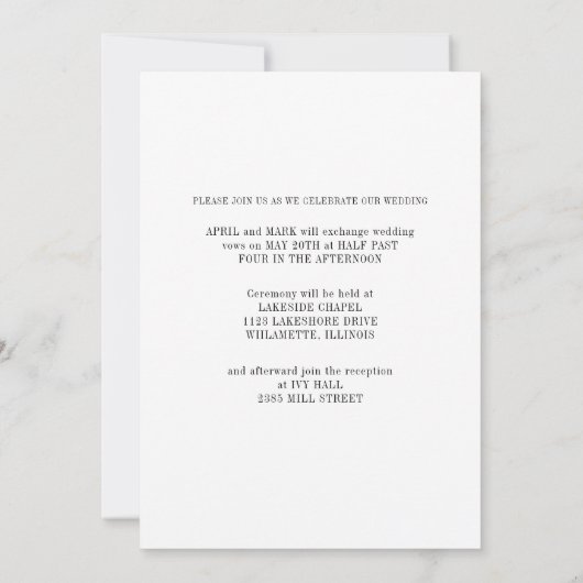 Invitation Photo Romance Mariage (Dos)