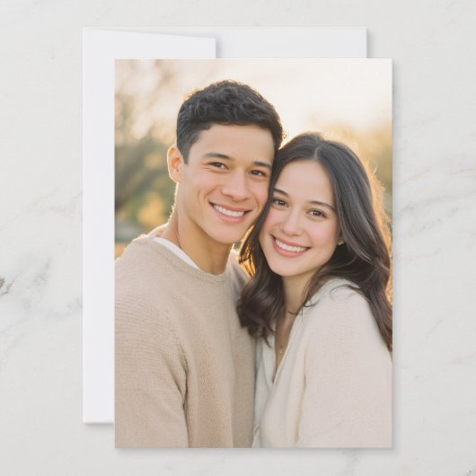 Invitation Photo Romantique Beige Chaud (Devant)